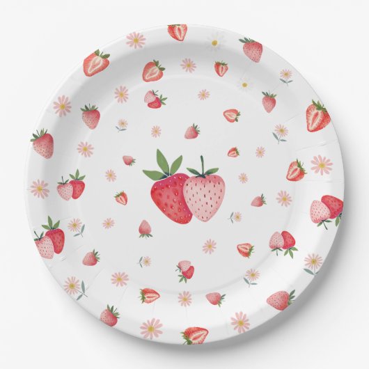 Strawberry Berry Birthday Pappteller (Vorderseite)