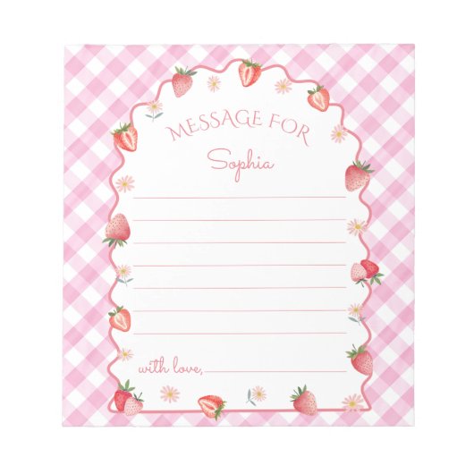 Strawberry Berry Birthday Time Capsule Message Notizblock (Vorderseite)