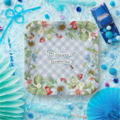 Strawberry Berry Blue Gingham Baby to Bee Shower Pappteller (Party)