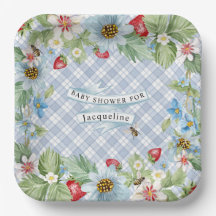Strawberry Berry Blue Gingham Baby to Bee Shower