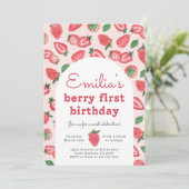 Strawberry Berry Einladung zum Geburtstag (Stehend Vorderseite)