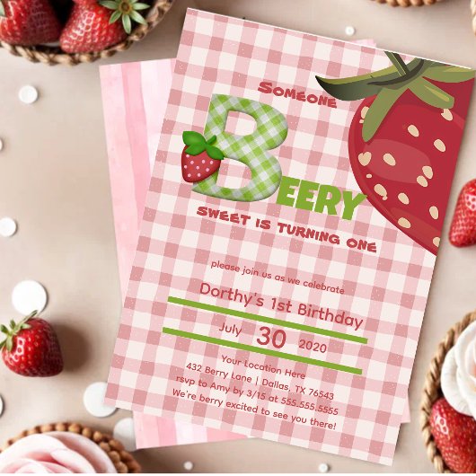 Strawberry Berry Einladung zum Geburtstag