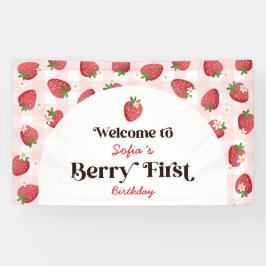 Strawberry Berry erste Geburtstagsparty Willkommen Banner