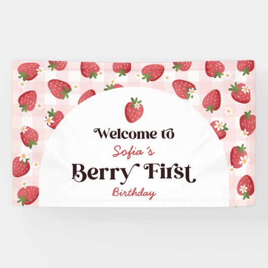 Strawberry Berry erste Geburtstagsparty Willkommen Banner (Horizontal)
