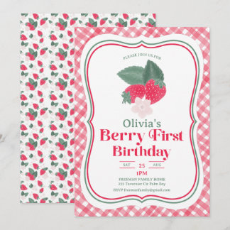 Strawberry Berry Erster Geburtstag Einladung
