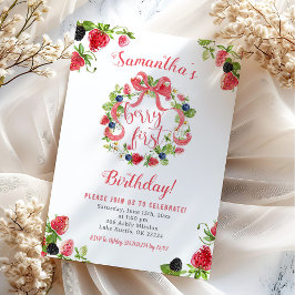 Strawberry Berry Erster Geburtstag Einladung