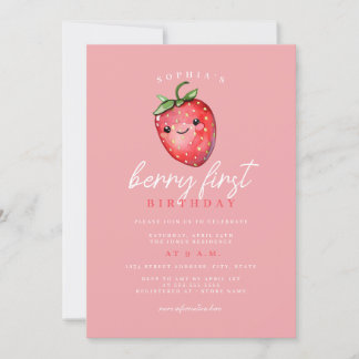 Strawberry Berry Erster Geburtstag Einladung