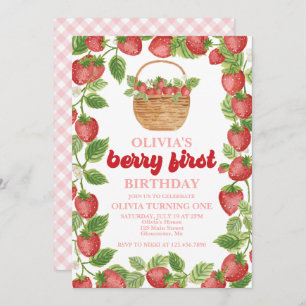 Strawberry Berry Erster Geburtstag Einladung
