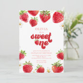 Strawberry Berry Erster Geburtstag Einladung (Stehend Vorderseite)