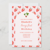 Strawberry Berry Erster Geburtstag Foto Einladung (Vorderseite)
