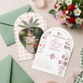 Strawberry Berry Erster Geburtstag Foto Einladung