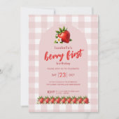Strawberry Berry Erster Geburtstag Foto Geburtstag Einladung (Vorderseite)