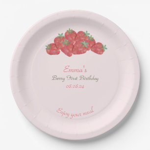 Strawberry Berry erster Geburtstag Pappteller