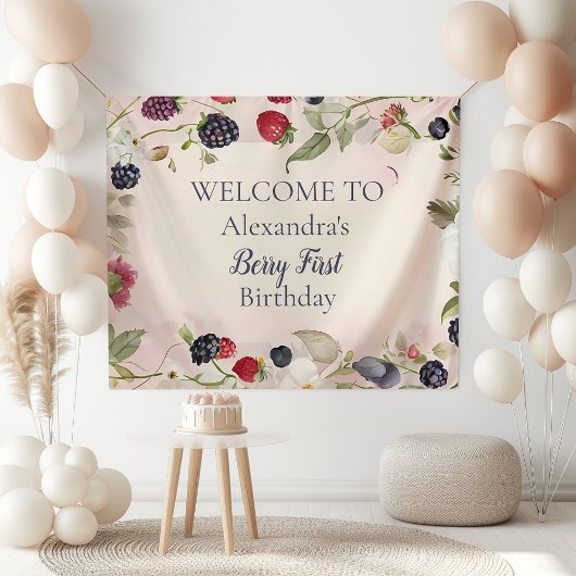 Strawberry Berry Erster Geburtstag Party Banner