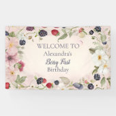 Strawberry Berry Erster Geburtstag Party Banner (Horizontal)