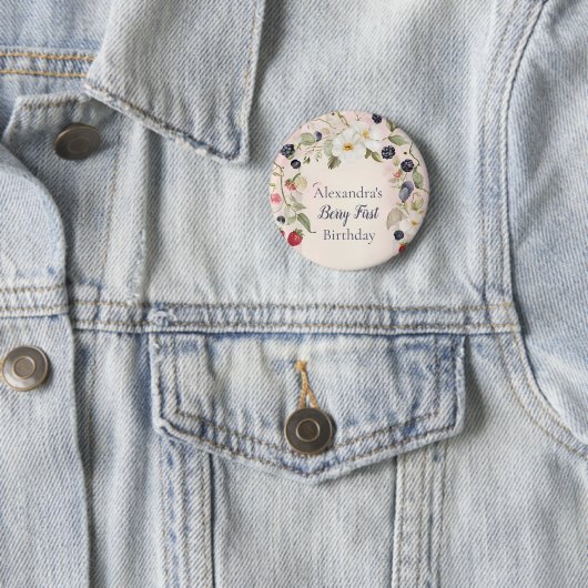 Strawberry Berry Erster Geburtstag Party Button (Beispiel)