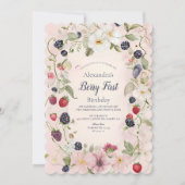 Strawberry Berry Erster Geburtstag Party Einladung (Vorderseite)