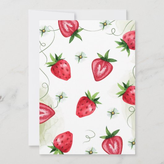 Strawberry Berry Erster Geburtstag Party Einladung (Rückseite)