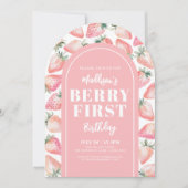 Strawberry Berry Erster Geburtstag Party Einladung (Vorderseite)