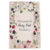 Strawberry Berry Erster Geburtstag Party Mittlere Geschenktüte (Vorderseite)