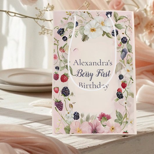 Strawberry Berry Erster Geburtstag Party Mittlere Geschenktüte