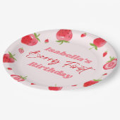 Strawberry Berry Erster Geburtstag Party Pappteller (Schrägansicht)