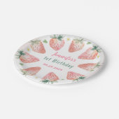 Strawberry Berry Erster Geburtstag Party Pappteller (Schrägansicht)