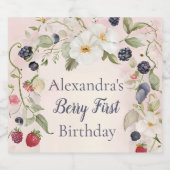 Strawberry Berry Erster Geburtstag Party Schaumweinetikett (Einzelnes Label)