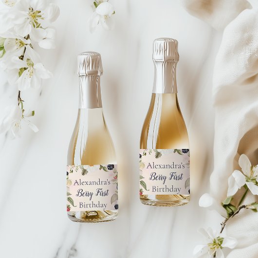 Strawberry Berry Erster Geburtstag Party Schaumweinetikett