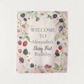 Strawberry Berry Erster Geburtstag Party Wandteppich (Vorderseite)