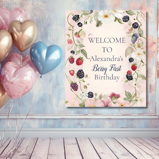 Strawberry Berry Erster Geburtstag Party Wandteppich