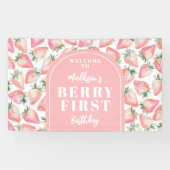 Strawberry Berry Erster Geburtstag Party Willkomme Banner (Horizontal)