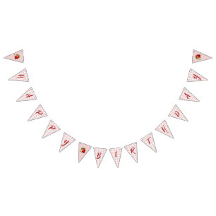 Strawberry Berry Erster Geburtstag Pink Gingham Wimpelkette