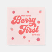 Strawberry Berry Erster Geburtstag Sommer Serviette (Vorderseite)