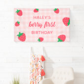 Strawberry Berry Erster Niedlicher Baby Pink Gebur Banner (Insitu)