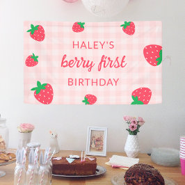 Strawberry Berry Erster Niedlicher Baby Pink Gebur Banner