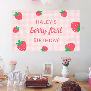 Strawberry Berry Erster Niedlicher Baby Pink Gebur Banner