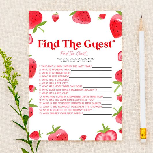 Strawberry Berry findet das Guest Baby Showspiel Briefpapier