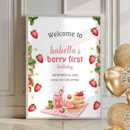 Strawberry Berry First Berry Poster Begrüßungszeic