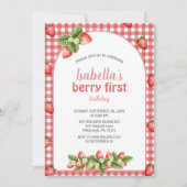 Strawberry Berry First Birthday Berry Weet Einladung (Vorderseite)