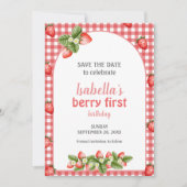 Strawberry Berry First Birthday Berry Weet Save The Date (Vorderseite)