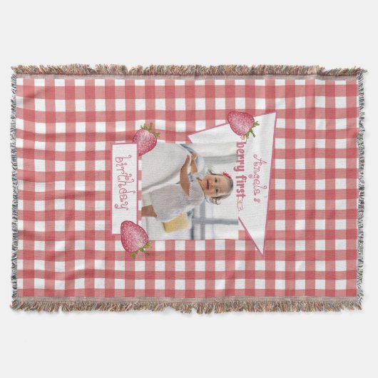 Strawberry Berry First Birthday Decke (Vorderseite)