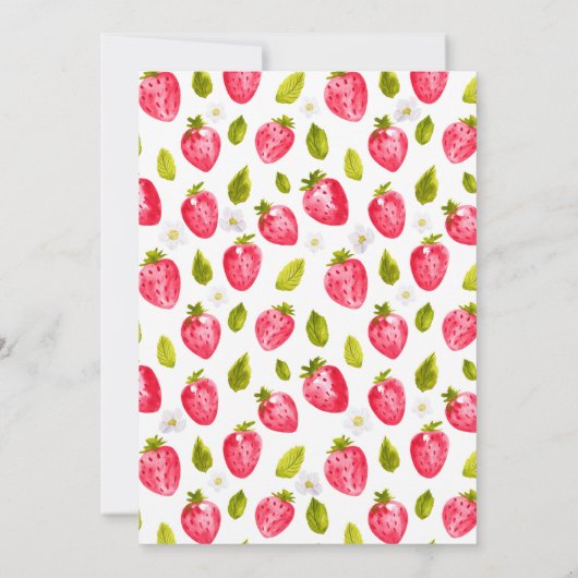 Strawberry Berry First Birthday Einladung (Rückseite)