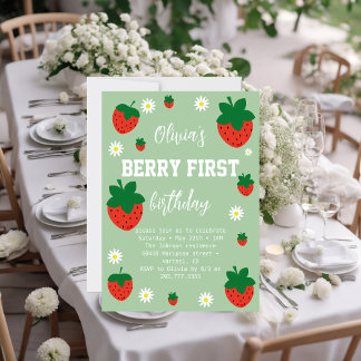 Strawberry Berry First Birthday Einladung