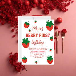 Strawberry Berry First Birthday Einladung