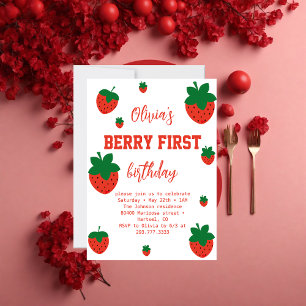 Strawberry Berry First Birthday Einladung