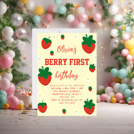 Strawberry Berry First Birthday Einladung