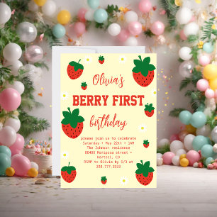 Strawberry Berry First Birthday Einladung