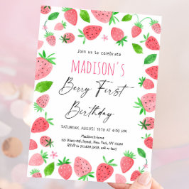 Strawberry Berry First Birthday Einladung