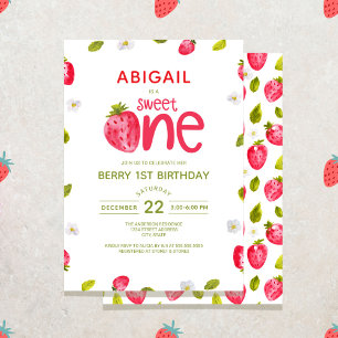 Strawberry Berry First Birthday Einladung
